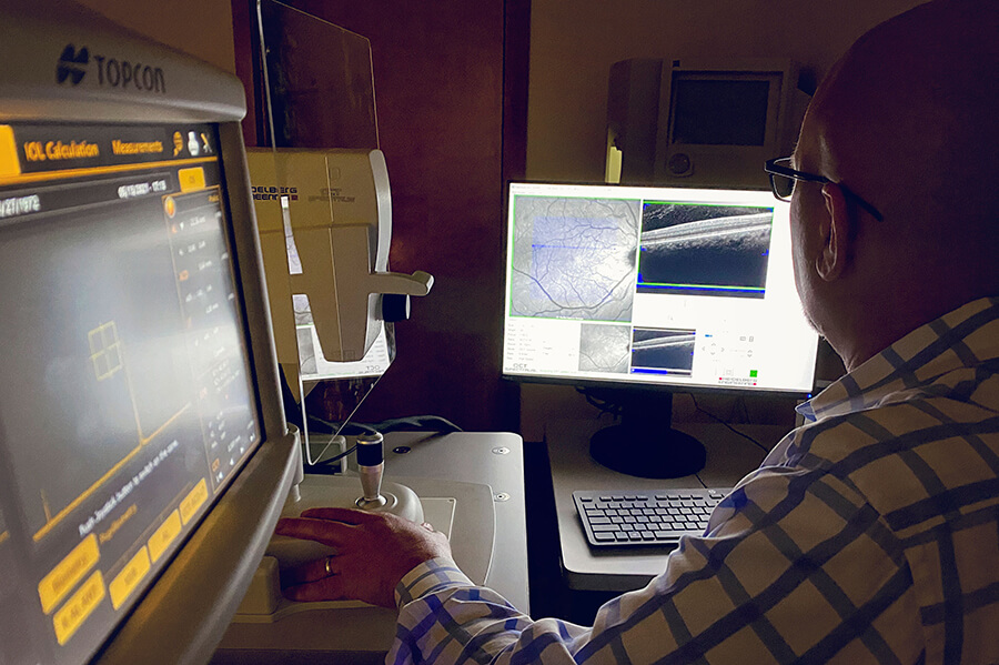 Dr. Sullivan Examining Data from an Eye Exam